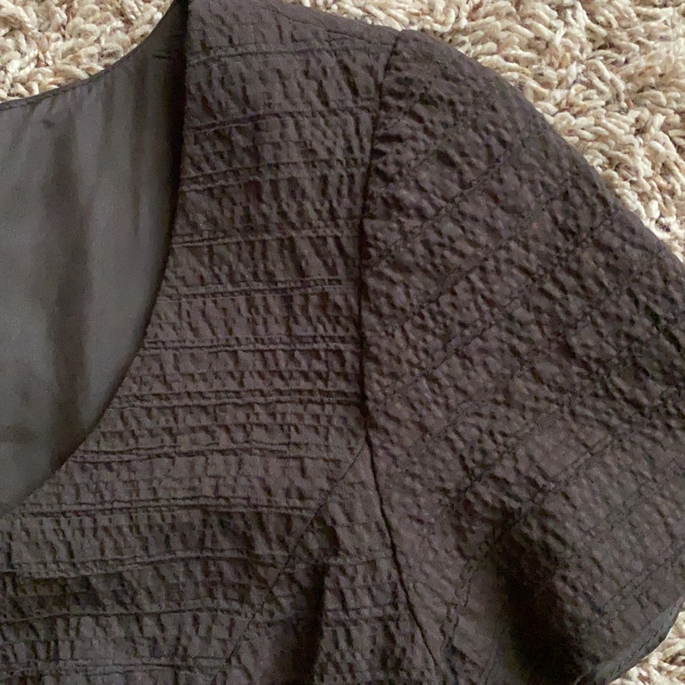 Talbots Petites chocolate textured cap sleeve dress - Picture 3 of 10